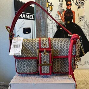 Michael Kors Colby Medium Shoulder Bag & Michael Kors Cord Charm in Crimson